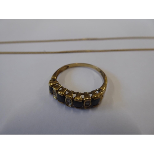 40 - 18ct gold chain and ? gold diamond and onyx eternity ring (4.6g) (2)