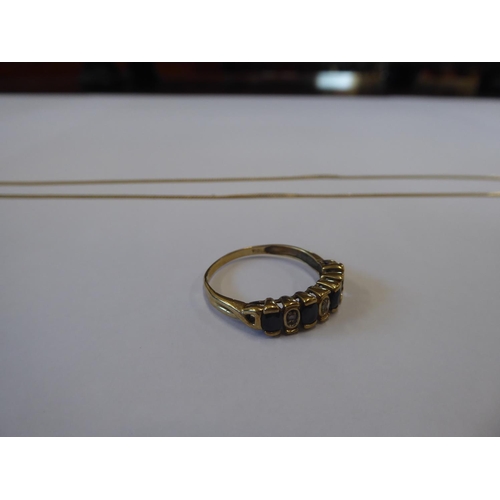 40 - 18ct gold chain and ? gold diamond and onyx eternity ring (4.6g) (2)