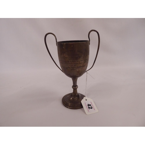 42 - Silver trophy cup Matthews & Skailes Perpetual Challenge Cup for blue vein stilton cheese won by Web... 
