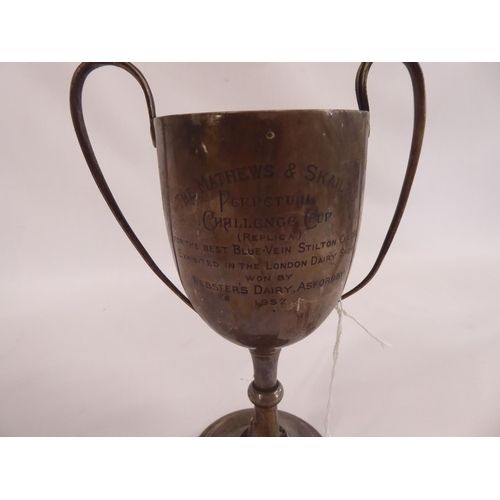 42 - Silver trophy cup Matthews & Skailes Perpetual Challenge Cup for blue vein stilton cheese won by Web... 