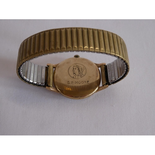 44 - Trebex ?gold cased gent's wristwatch (engraved) on metal bracelet strap