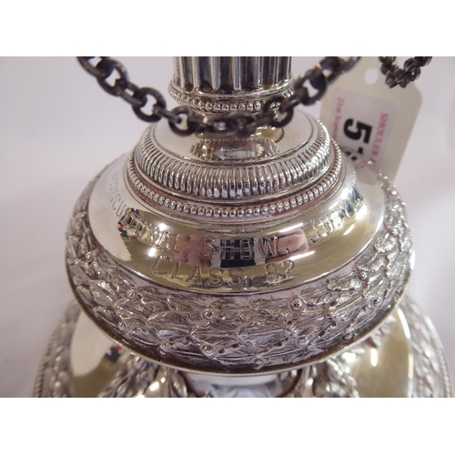51 - Silver centre piece tazza stand London 1877 engraved 'Herts Agricultural Show, July 27th 1893 Class ... 