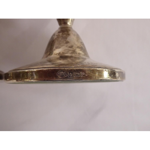 55 - 2 pairs of silver squat candlesticks - B'ham 1989 and B'ham 1961