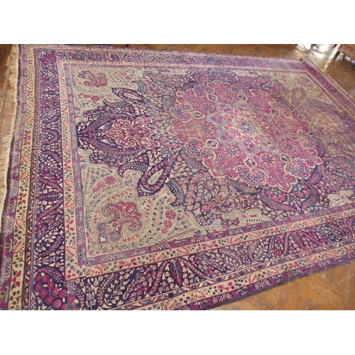 650 - Vintage blue ground persian traditional floral medallion carpet (162