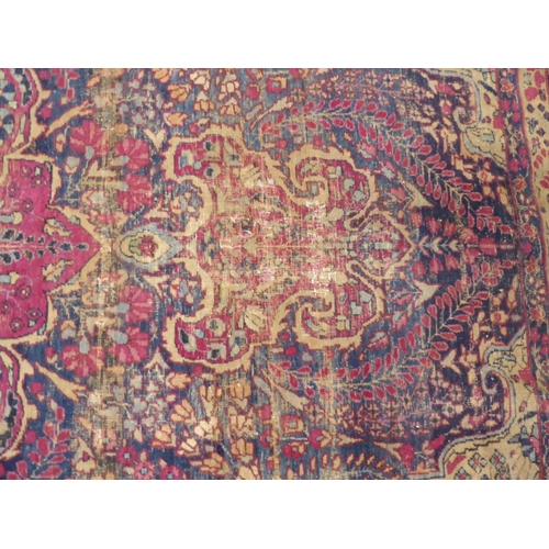 650 - Vintage blue ground persian traditional floral medallion carpet (162