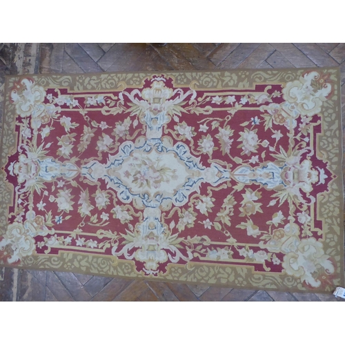 652 - Red and gold needlepoint hanging rug (59