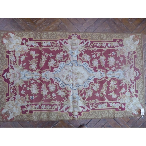 652 - Red and gold needlepoint hanging rug (59