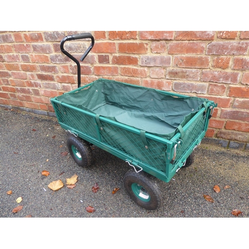 16 - Metal 4 wheel garden cart/trolley (with liner)