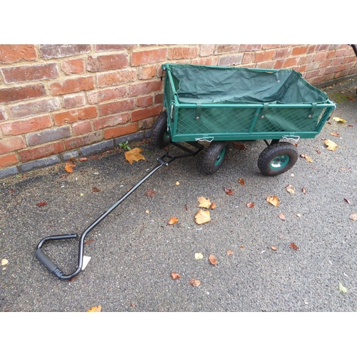 16 - Metal 4 wheel garden cart/trolley (with liner)