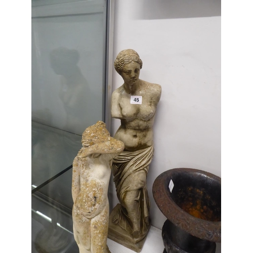 45 - Reconstituted stone statuettes - Venus De Milo etc. (2) (26