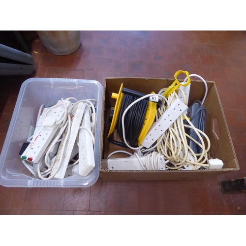 61 - Box of electrical multi sockets and extension reel