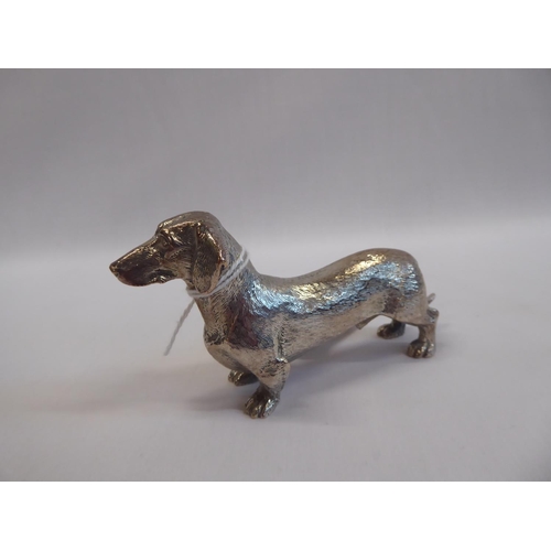 3 - Silver plated Dachshund figure and a gilt metal crystal fish (2)