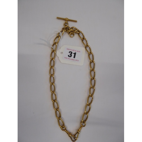 31 - 18ct gold Albert watch chain- 16