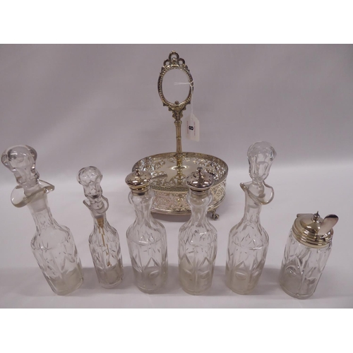 8 - Early 20thC glass condiment set in silver plated holder