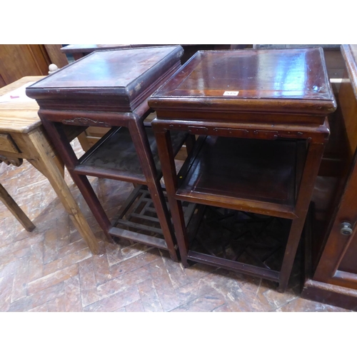 Chinese hardwood occasional tables or jardiniere stands (2)