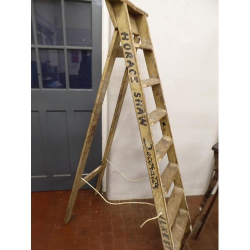 40 - Vintage wooden stepladders - Horace Shaw, decorator, Ilkeston etc. (2)