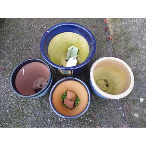 7 - Glazed plant pots (4)