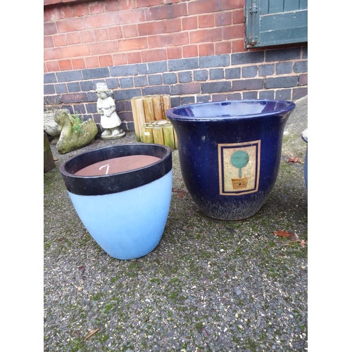 7 - Glazed plant pots (4)