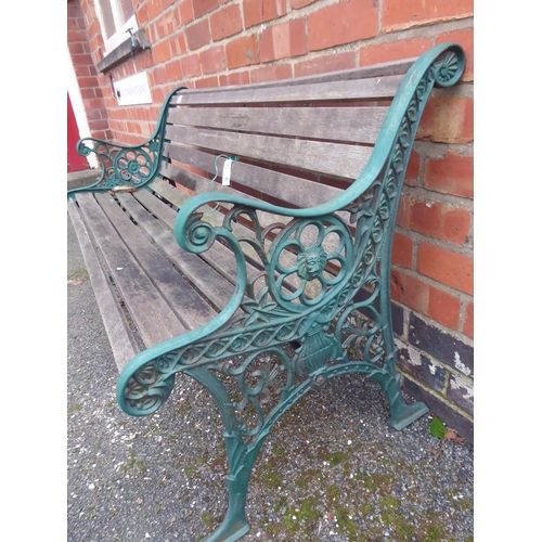 29 - Cast metal wooden slatted garden bench