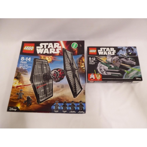 * Please note change of description*
* These sets have been built and deconstructed* Lego Star Wars 75101 The Fighter and 75168 Yoda's Jedi Starfighter (both unopened)