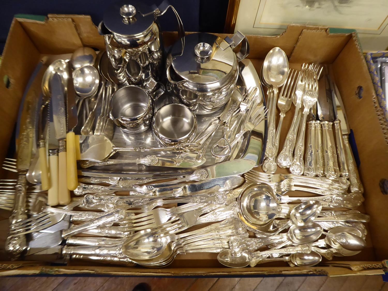 Silver Plated Kings Pattern Cutlery Old Hall Stainless Steel Tea Set Etc