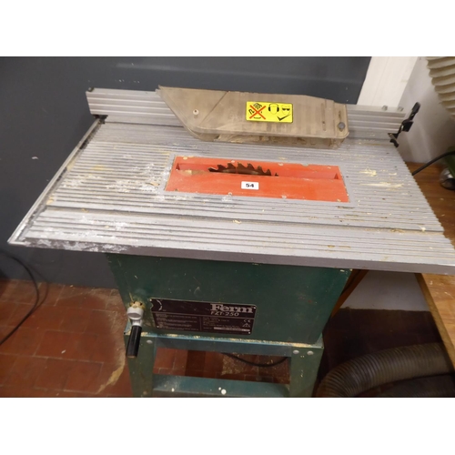 54 - Ferm FZT-250 table saw (guard needs fixing)