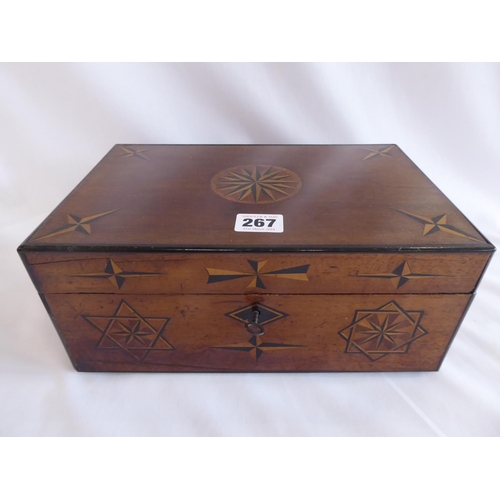 19thC inlaid mahogany jewellery box