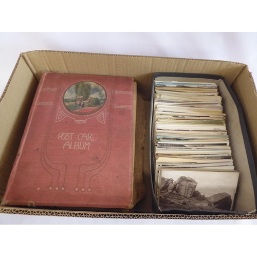 Vintage postcard album and quantity of loose postcards