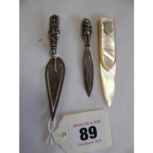 Silver bookmarks - Baby - Birmingham 1926 and trowel - Birmingham 1898 ...