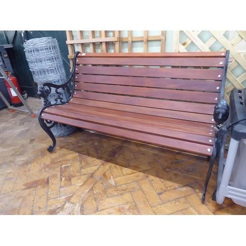 12 - Cast iron wooden slatted garden bench