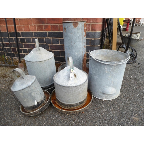 35 - Galvanised poultry feeders and bucket (5)