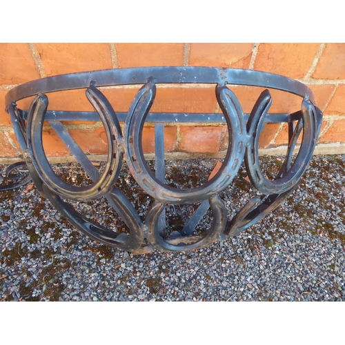 36 - Wrought iron garden plant pot holder and horseshoe wall planter (2)