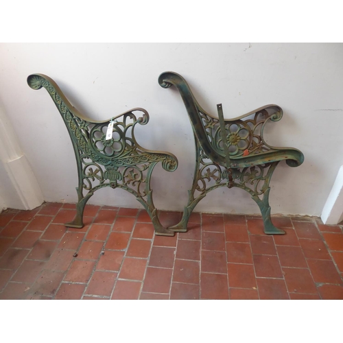 12 - Pair cast iron garden bench ends