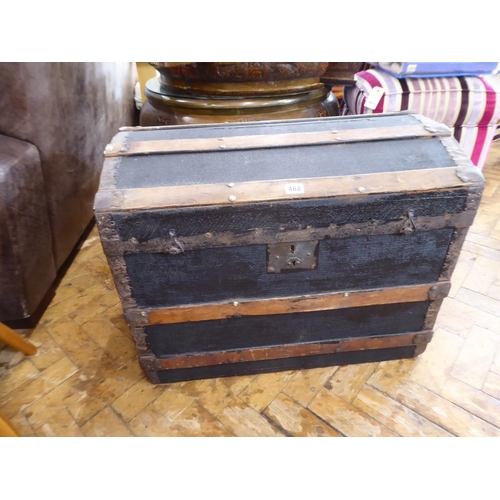 19th/20thC domed banded canvas cabin trunk