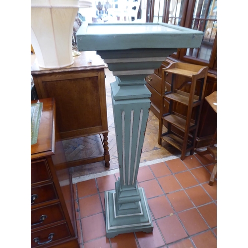 Painted wooden fluted column torchere/plant stand