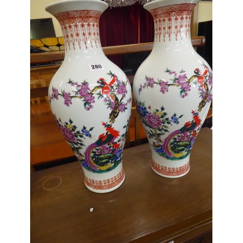 Pair Chinese ceramic vases (18" tall)