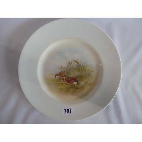 101 - Royal Worcester hand painted quail plate - signed Maybury