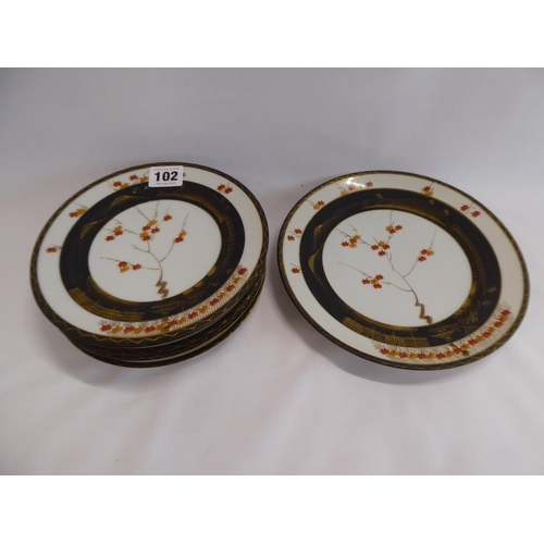 102 - 19th/20thC Japanese porcelain maple tree design dessert plates