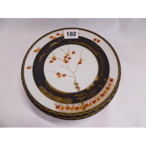 102 - 19th/20thC Japanese porcelain maple tree design dessert plates