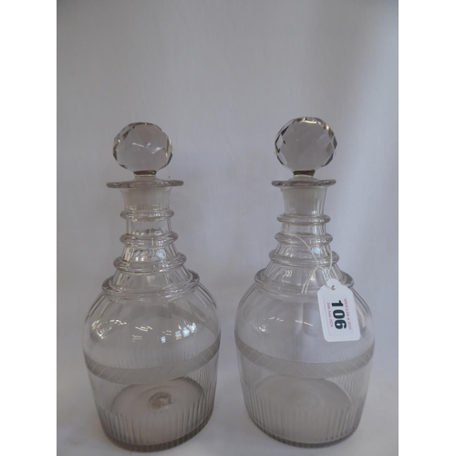 106 - Georgian ring neck glass decanters (2)