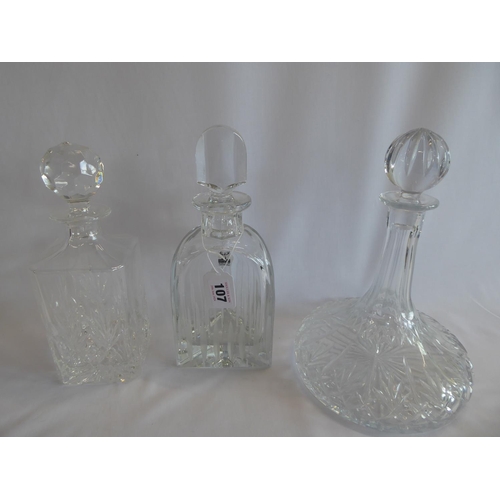 107 - Cut glass decanters - Gleneagles, Royal Doulton etc. (3)
