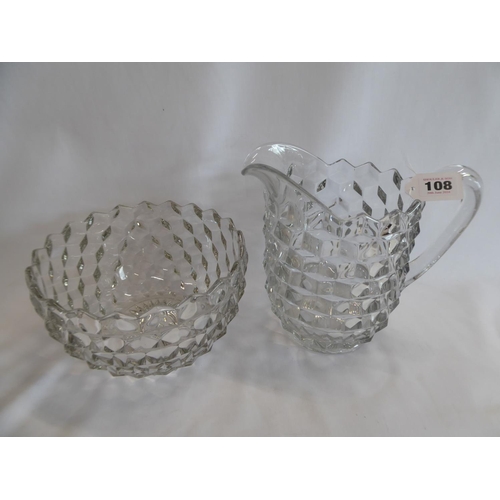 108 - Mid 20thC glass jug and trifle bowl (2)