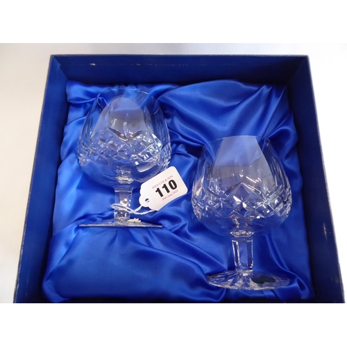 110 - Boxed pair of Waterford crystal brandy glasses