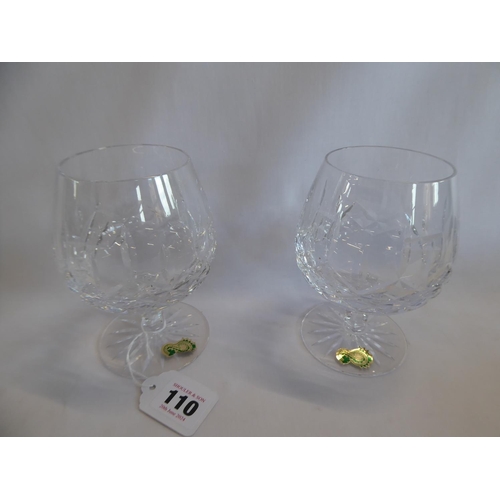 110 - Boxed pair of Waterford crystal brandy glasses