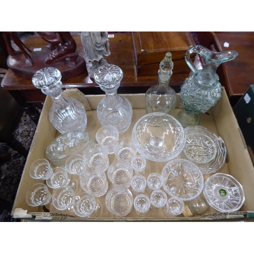 114 - Cut glass decanters, port glasses, whisky tumblers etc.