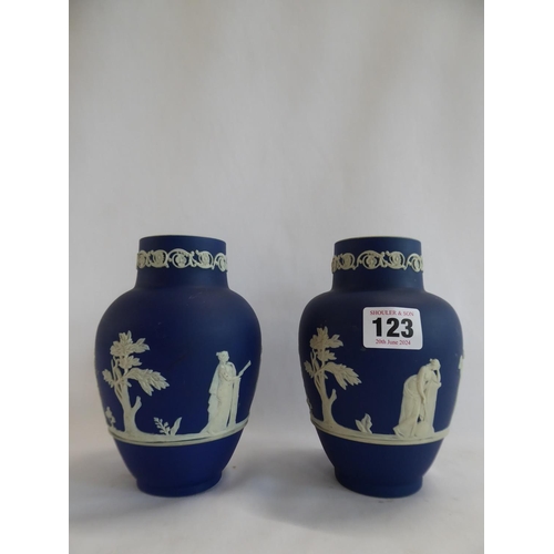 123 - Pair Adams, Tunstall jasperware vases