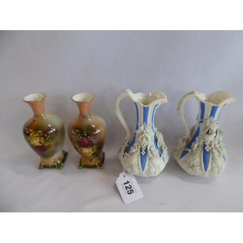 125 - 19th/20thC continental pottery vases and jugs (5 pairs)