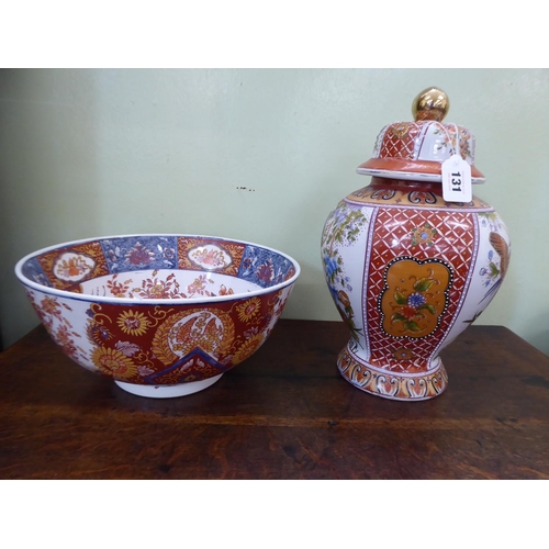 131 - Chinese peony design fruit bowl and jar (2)