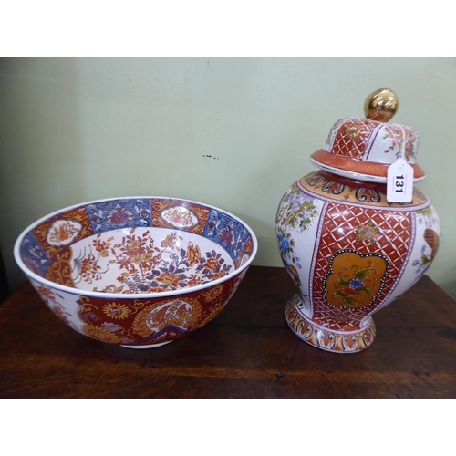 131 - Chinese peony design fruit bowl and jar (2)