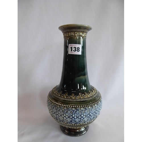 138 - Pair Doulton Lambeth vases (10 1/2
